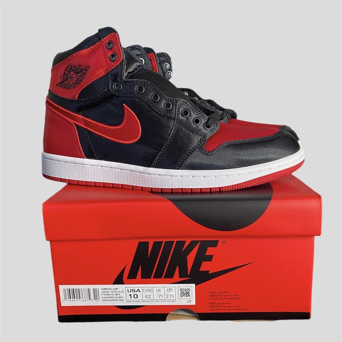 Air Jordan 1 Retro High OG Satin Bred Size 10W 8.5M IN HAND FAST