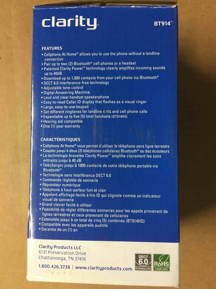 Clarity BT914 Amplified Bluetooth(R) Cordless Phone with Answering