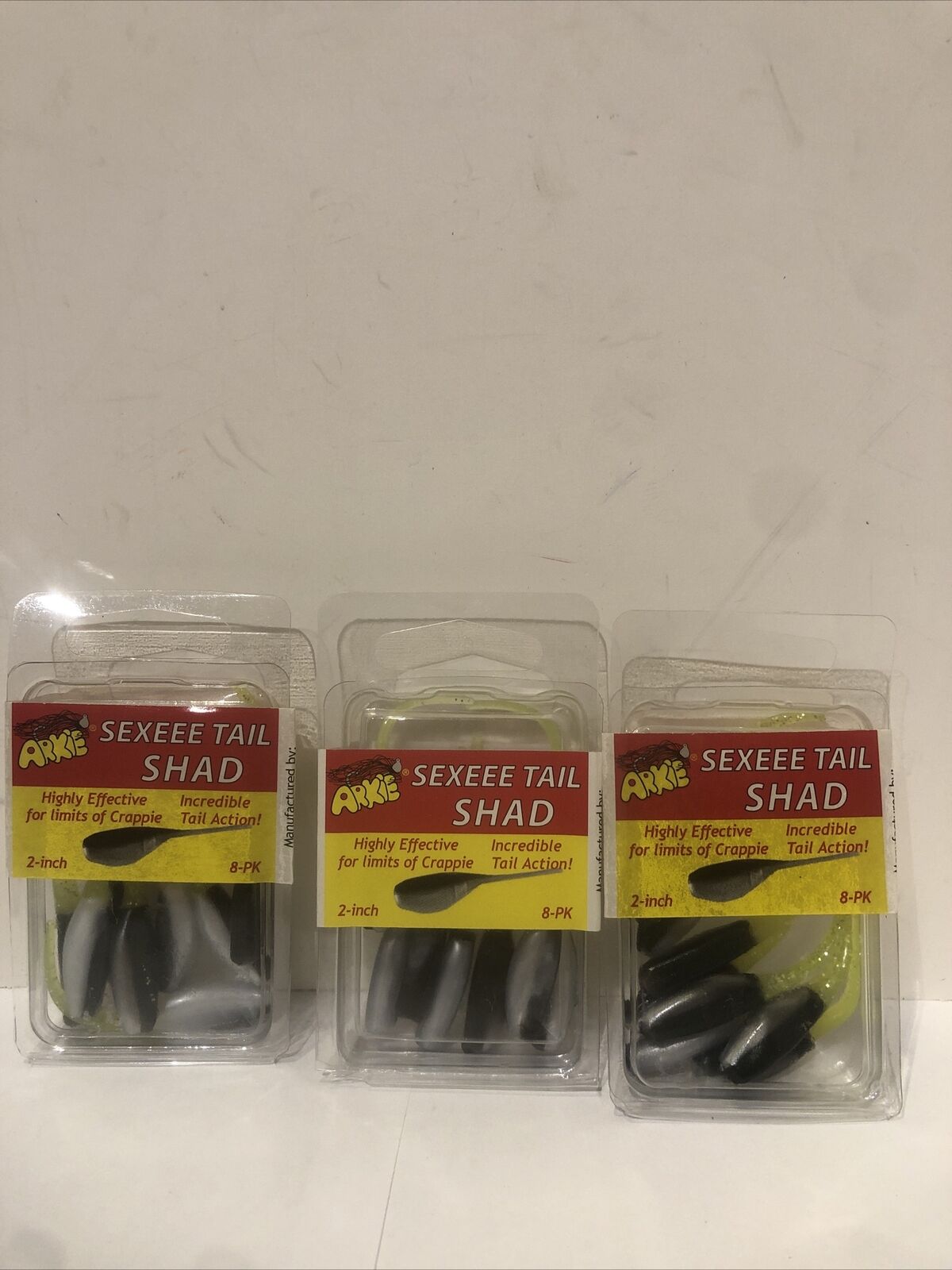 Arkie Sexeee Tail Shad Ozark Shad 8-Pack Fishing Lure Bait Tackle Lot Of 3 New