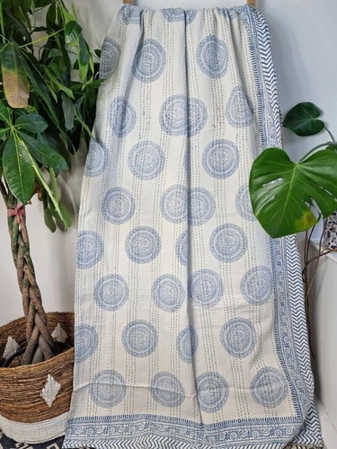 indian Cotton King Size hahnd Block Print kantha Handmadse Quilt Bedspread Blank - Picture 9 of 11