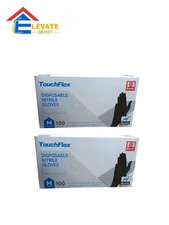 Lot of 2 TouchFlex Disposable Nitrile Gloves Medium Size 4.5 Mil (200 Count)