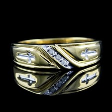 Men's Diamond Wedding Band - 14K Yellow Gold Plated 925 Polished Marriage Fine
