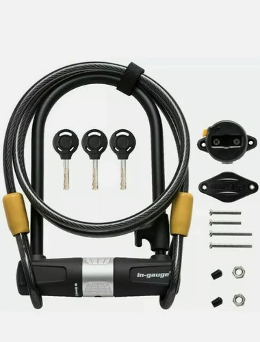 In-gauge Bike U Lock with Cable Heavy Duty Bicycle U-Lock,12mm Shackle and Mount - 第 1/5 張圖片