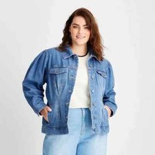 Women's Denim Jacket Cinched Waist- Future Collective With Gabriella 3x
