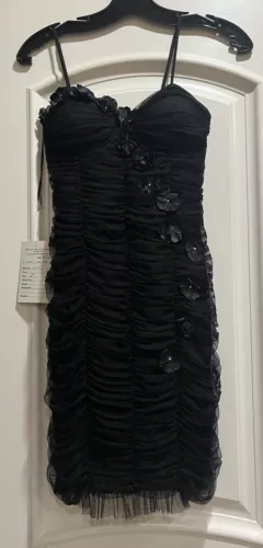 NEW NWT ISSUE New York LBD Little Black Dress Tulle Gathered Corset Size S