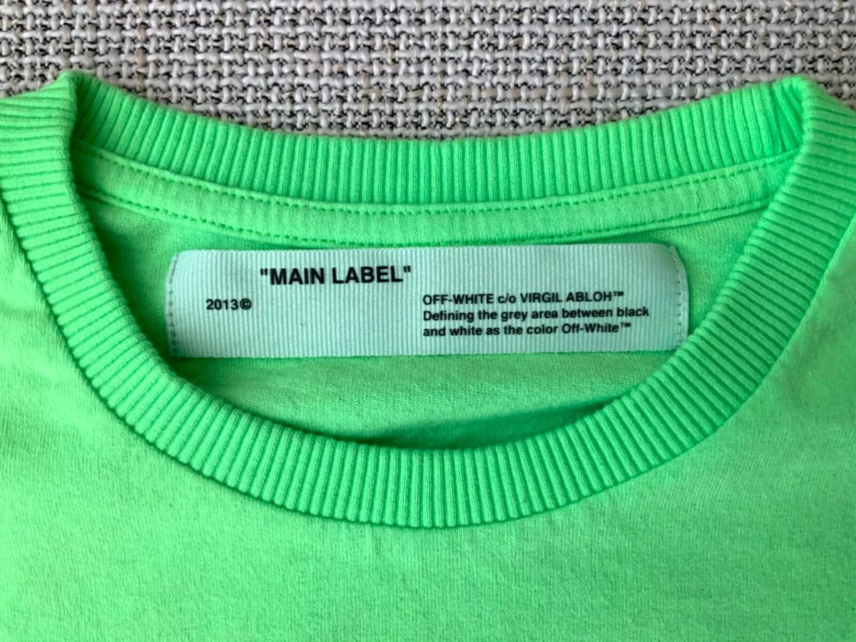 New OFF-WHITE VIRGIL ABLOH Empty Gallery Long Sleeve Tee Shirt Neon Green M