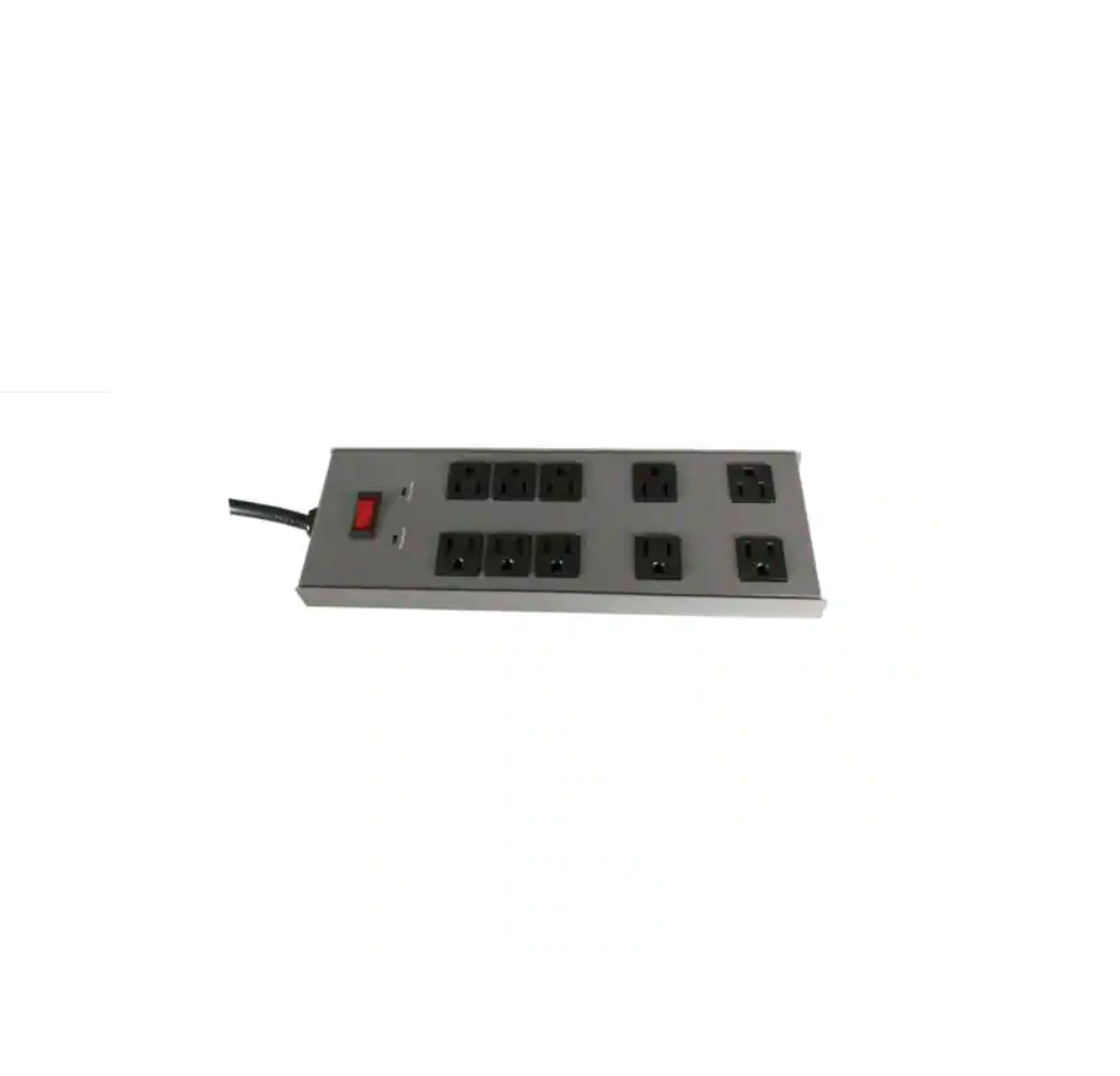 Commercial Electric 15 ft. 10-Outlet Memphis Mall Surge Protector Metal Oklahoma City Mall All