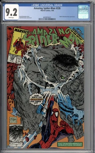 Amazing Spider-Man #328 CGC 9.2 NM- Hulk & Sebastion Shaw Appearance WHITE PAGES