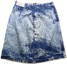 VTG 80s Limited Express Acid Wash Denim Mini Skirt Women 11 High Waist USA Made