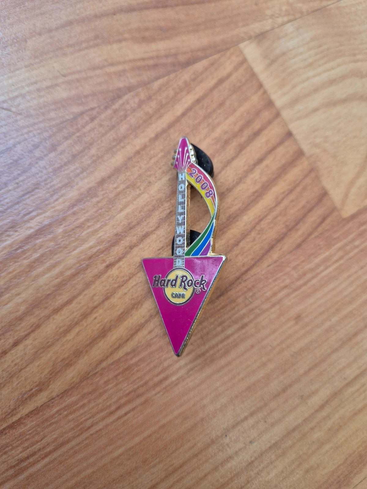 Rare Enamel Hard Rock Cafe Hollywood Pin Badge 2008 Pink Guitar LE300