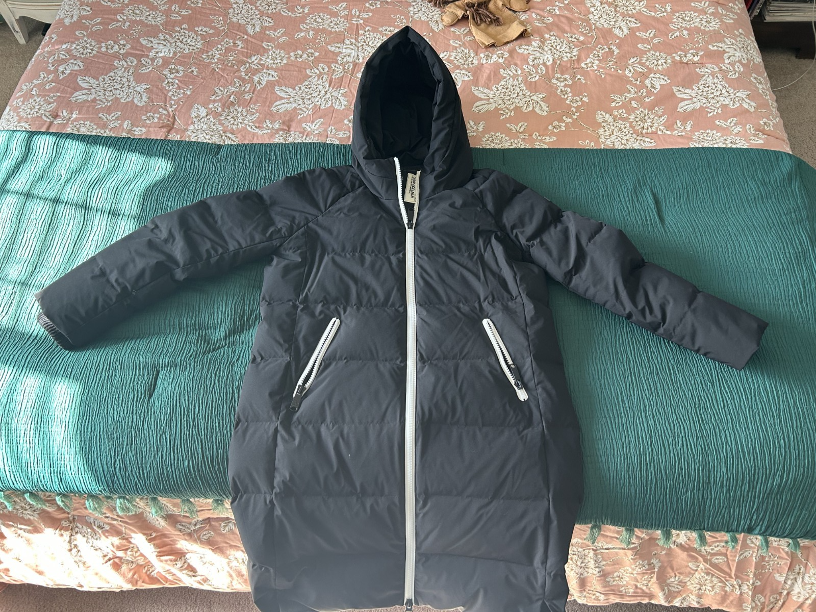 SAM EDELMAN Long Black Puffer Coat Hooded Parka Jacket Woman’s MEDIUM