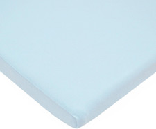 15" X 33" Fitted Bassinet Sheet, 100 Natural Cotton Jersey Knit, Baby Blue, Sof