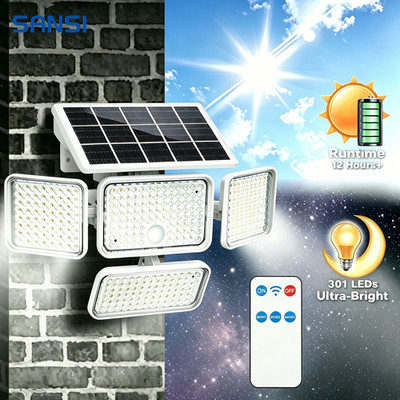 301LEDs Solar Security Light Outdoor LED Motion Sensor 10W Floodlight Waterproof