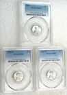 1943 P, D, S Lincoln Wartime Steel Cent PCGS MS65 Frosty set of 3 coins #W259G