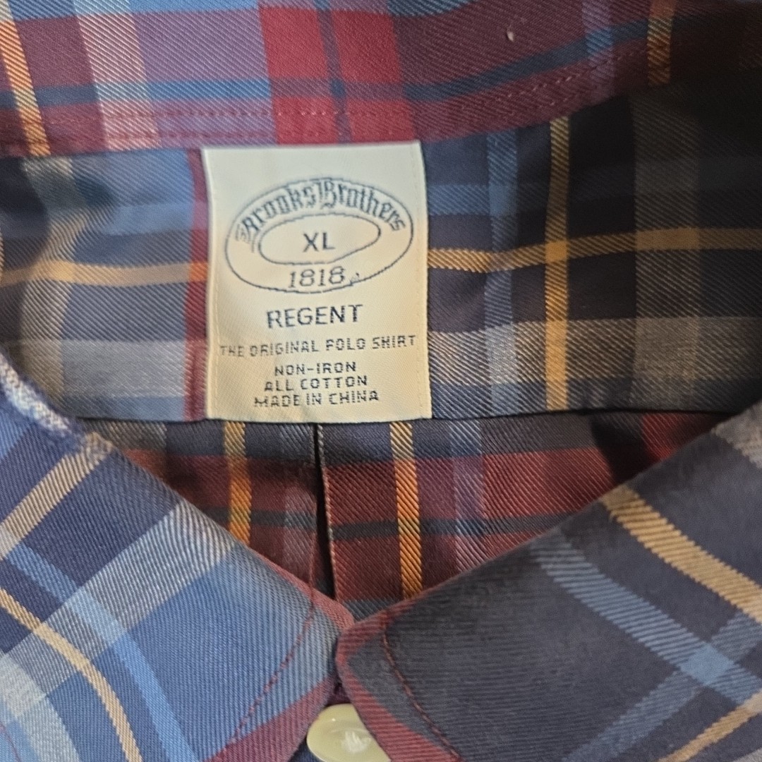 Brooks Brothers Regent Mens XL Plaid Button Down Shirt Long Sleeve Cotton 