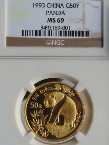 1993 China Panda G50Y NGC MS69 gold 1/2oz 50 yuan small date sd