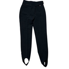 Vintage Obermeyer Ski Snow Pants Women's 10 R Black Stirrup Wool Blend Japan
