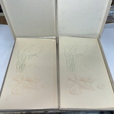 2 Vintage 1982 Hallmark Photo Albums Plastic Pages 7x12x1" Seashells on Cover