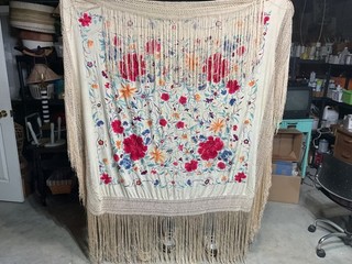 Vintage Silk Hand Embroidered Piano Scarf