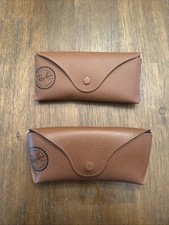 Ray-Ban Vintage Sunglasses Case Unisex Lot of 2 Brown Leather Empty