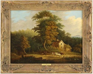 Rural Landscape Antique Oil Painting by Julius Caesar Ibbetson (1759 1817)