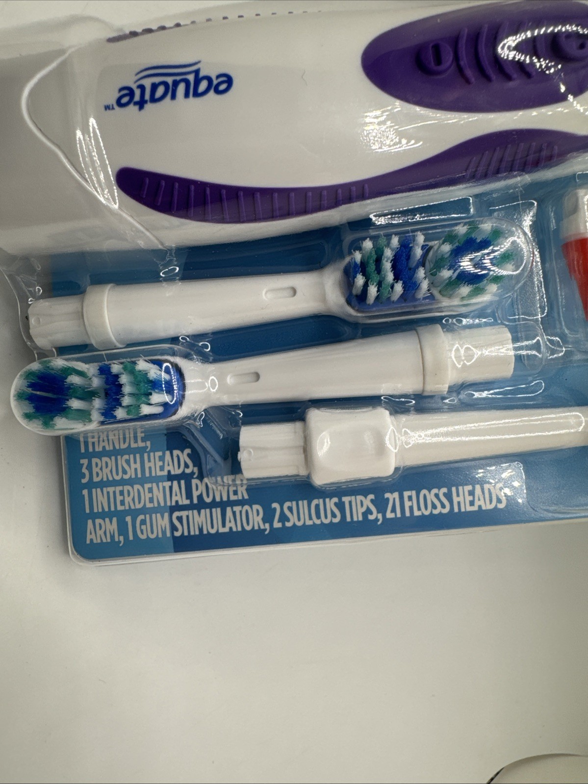 Equate Dual Motion Power Oral Care Kit Toothbrush Floss Heads Sulcus Tips