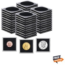 40 Pcs Adjustable Acrylic Coin Collection Cases with Sponges, Coin Snap Holde...