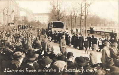 AMERICANS ENTER LUXEMBOURG 11-21-18 WW1 real photo postcard rppc soldiers troops