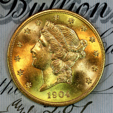 * 1904-P * SUPERB+ GEM BU MS DOUBLE EAGLE GOLD G$20.00 * FROM COLLECTION