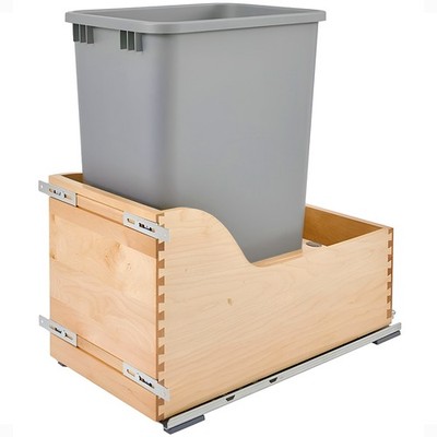 Rev-A-Shelf Single Pullout Trash Can 50 Qt w/ Soft-Close Slides, 4WCSC-1550DM-1