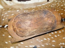 Carved Wooden Dough Bowl Primitive Wood Trencher Tray Rustic Home Decor 19"