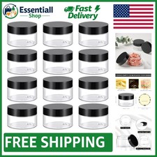 Versatile 1 Oz Cosmetic Containers - 12 Pack Clear Jars with Personalized Labels