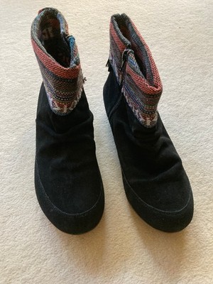 Schwarze Leder-Boots mit buntem Stoffrand Damen Les Tropeziennes 39 