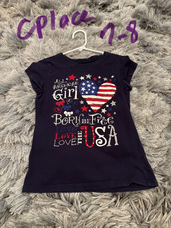 Girls The Childrens Place Fourth Of July shirt size 7-8 short sleeve multicolor 