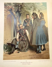 German Costume Fashion Print 1890 Antique Chromolithograph Grand Duchy of Hesse
