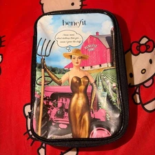 Benefit Luscious Lana Makeup Cosmetic Bag Case Pink Black Pinup Girl Design