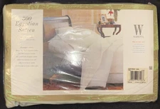 VTG: New Wamsutta 300TC 100% Egyptian Cotton Sateen Full Flat Sheet Sage