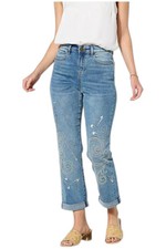 DG2 by Diane Gilman Women's Embroidered Girlfriend Jean Midtone