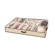 Men/Adults 12 Cells See Through Underbed Shoe Storage Bag Organizer with blac...