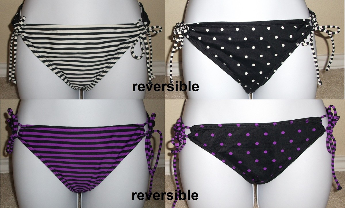 New ROXY Reversible stripes or polka dots swimsuit bikini