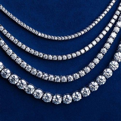 Diamond Tennis Chain in 10K White Gold 22 Inches 2 mm 5.40 CTW