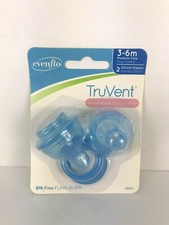 Evenflo 2 Pack TruVent Nipple and Washer Ring Silicone MEDIUM Flow 3-6 Months