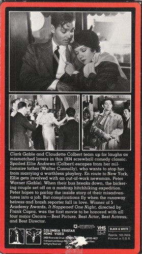IT HAPPENED ONE NIGHT - Clark Gable (VHS; 1986) OSCAR 105 Minutes VERY GOOD/MINT - Picture 2 of 3