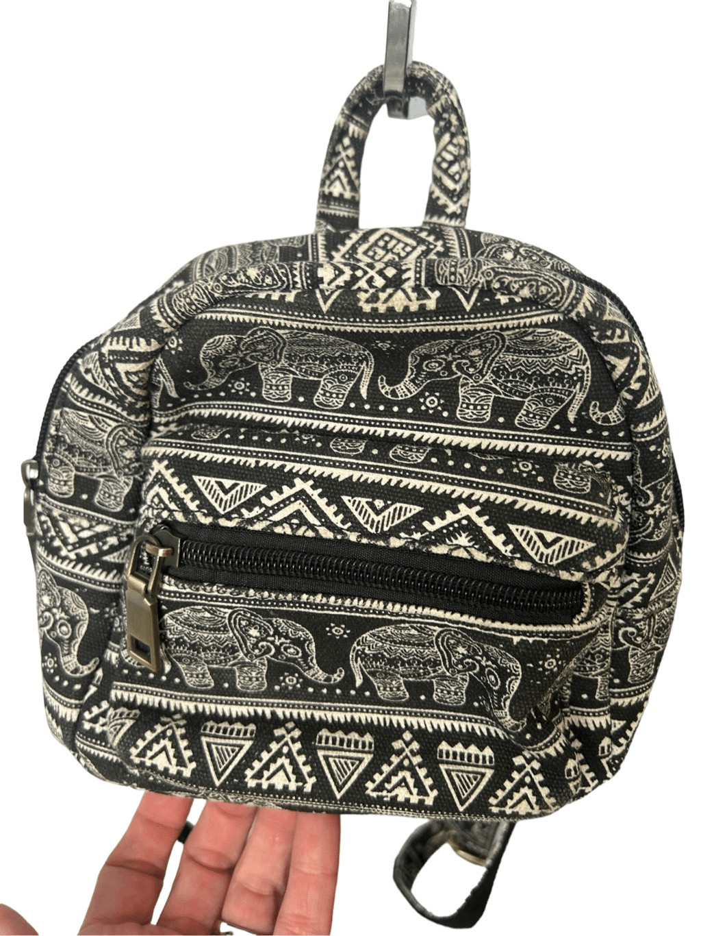 Black Aztec elephant patterned mini backpack hand… - image 8