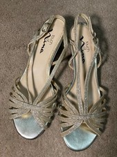 Nina Evening Sandal Size 6.5 Gold Glitter 2" heel height
