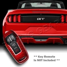 REAL RED CARBON SMART REMOTE KEY SHELL COVER CASE FIT FORD MUSTANG 3/4 BUTTON