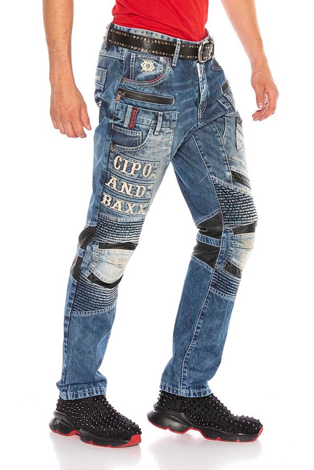 Cipo & Baxx Herren Jeans Hosen Destroyed Effekt Bikerstyle Streetwear Übergroße
