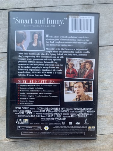 Husbands and Wives Movie DVD Woody Allen Mia Farrow Juliette Lexis Judy Davis - Imagen 2 de 4