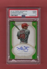 HARRISON BADER 2018 TOPPS DEFINITIVE RC AUTOGRAPH GREEN # / 25 PSA 9 CARDINALS