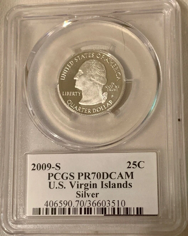 :2009 S S25C WASHINGTON US VIRGIN ISLANDS QUARTER PCGS PR 70 DCAM SILVER TOP POP - Image 2 of 2